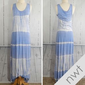 SLEEZYER Blue & White Tie Dye High-Low Maxi Dress